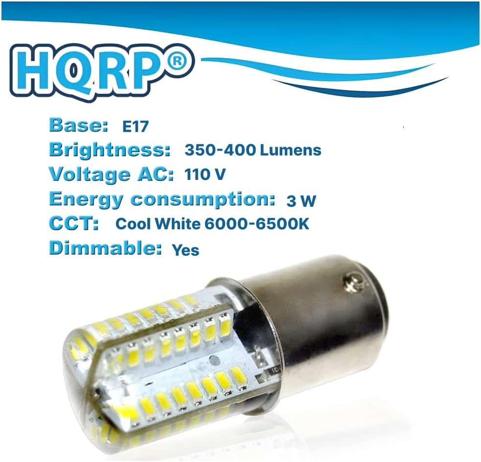 HQRP 4-Pack 110V E17 Base Silicone Crystal Dimmable LED Bulbs Cool White Compatible with LG 6912W1Z004B Microwave Light Bulb Replacement