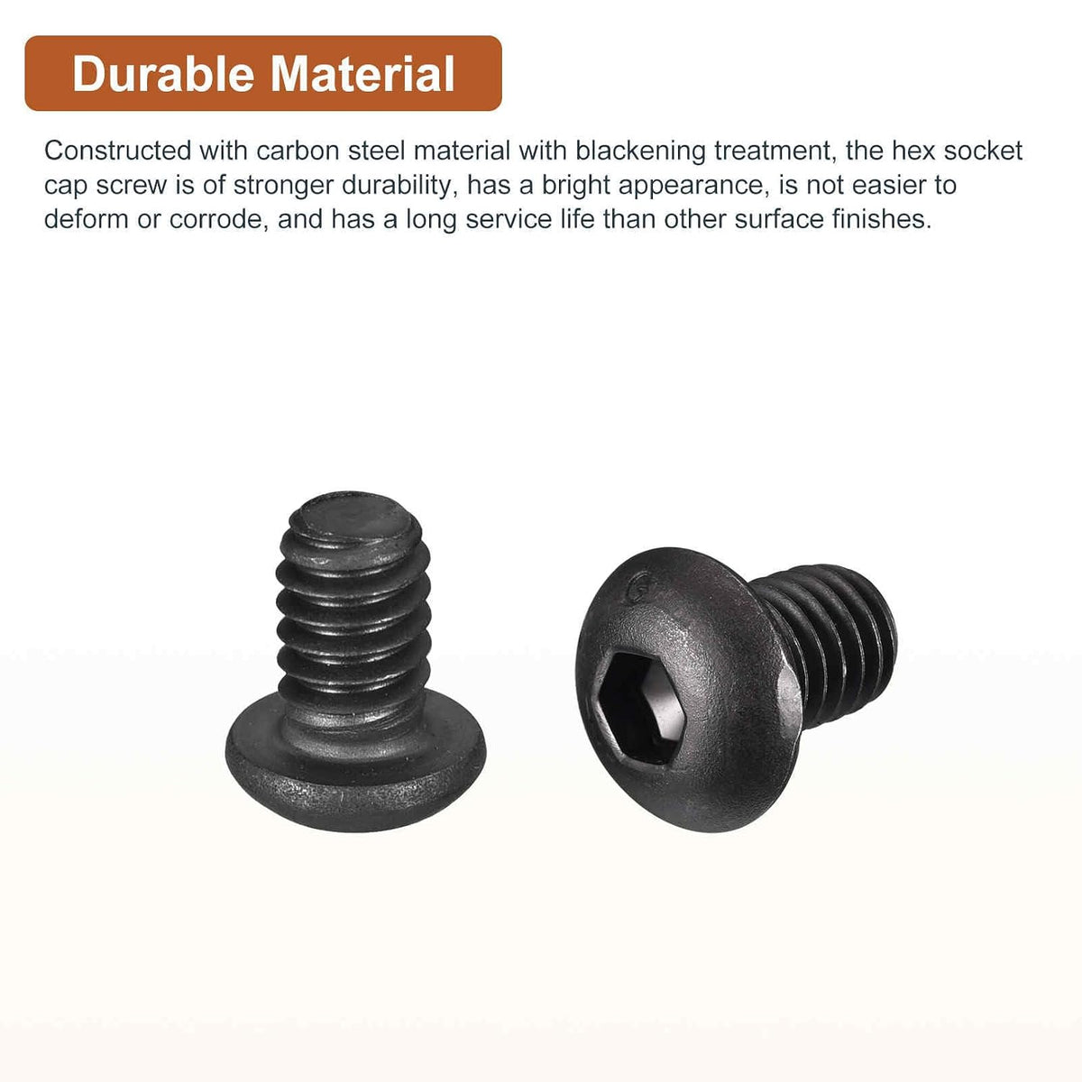 DTGN #6-32x3/8 Button Head Socket Cap Screws - 20Pack - Good for Machine - Carbon Steel Black Oxide - Hex Drive Full Thread UNC Fasteners