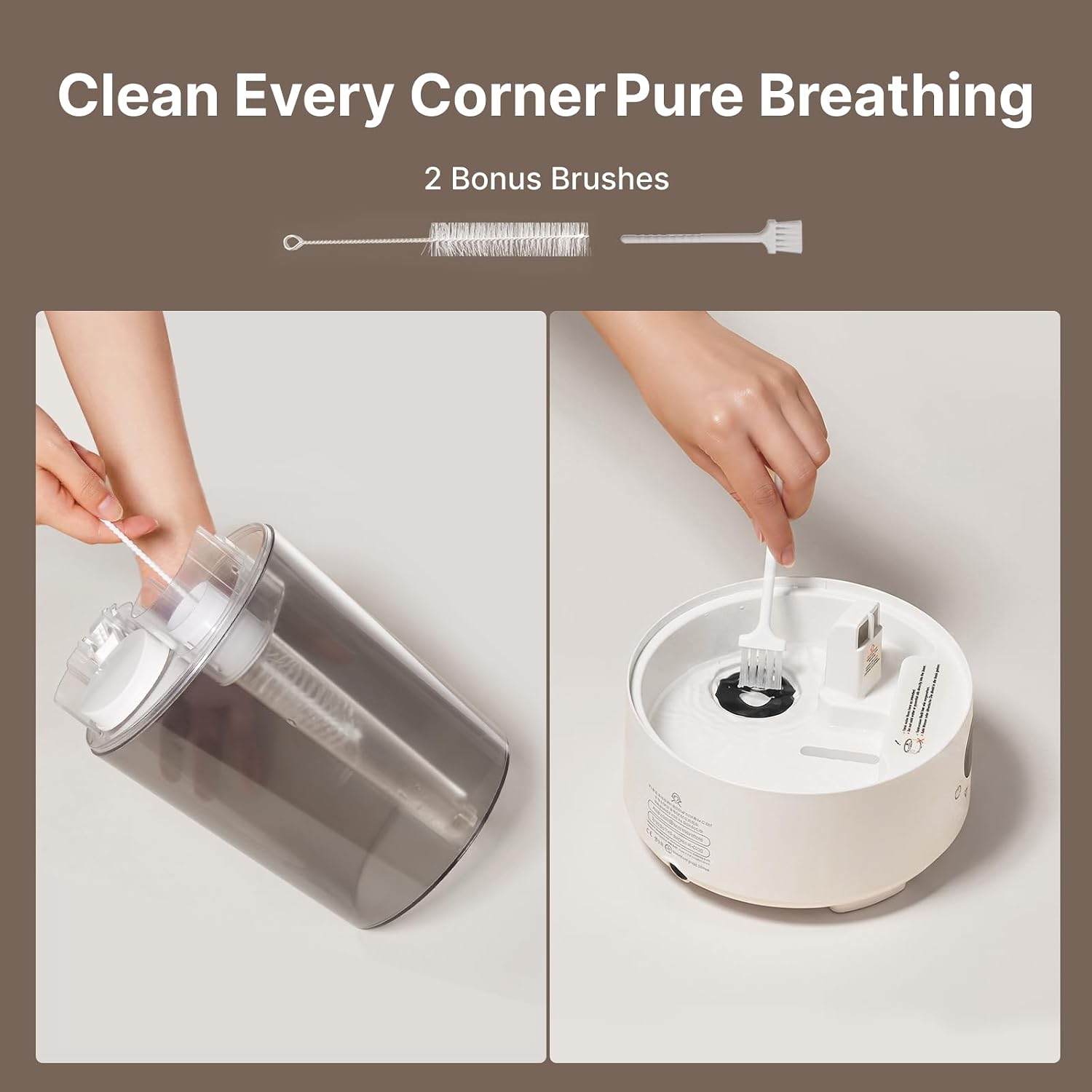 3.6L Top-Fill Cool Mist Humidifiers for Bedroom, Large Room(Grey) | 23dB Quiet, Easy-to-Clean 2-in-1 Baby Humidifier