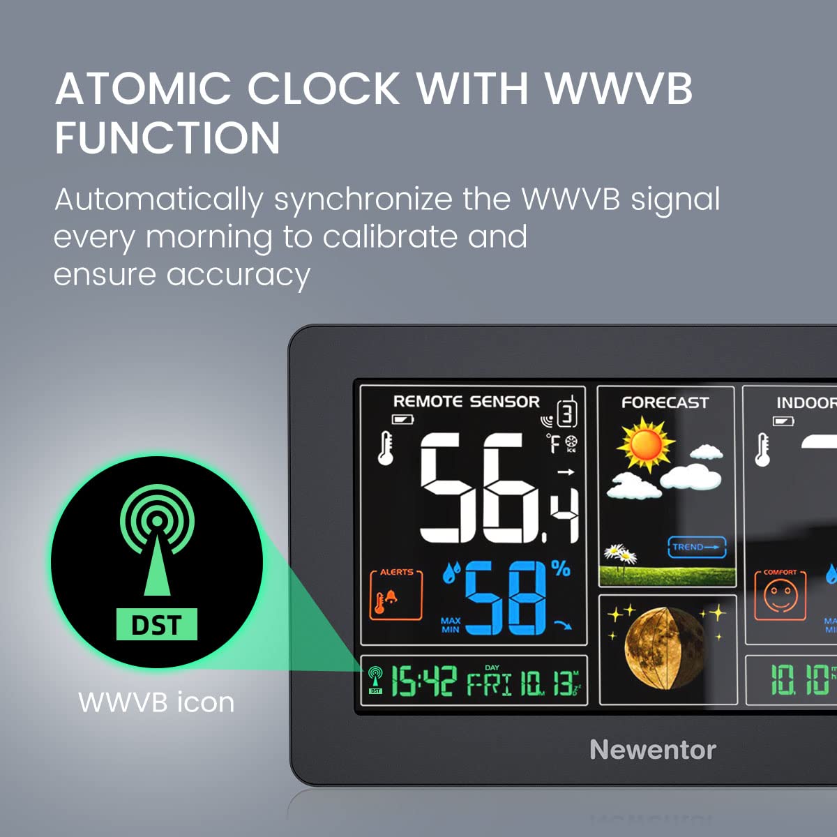 Weather Station Wireless Indoor Outdoor Thermometer, Black,1Sensor | Color Display Digital Weather Thermometer with