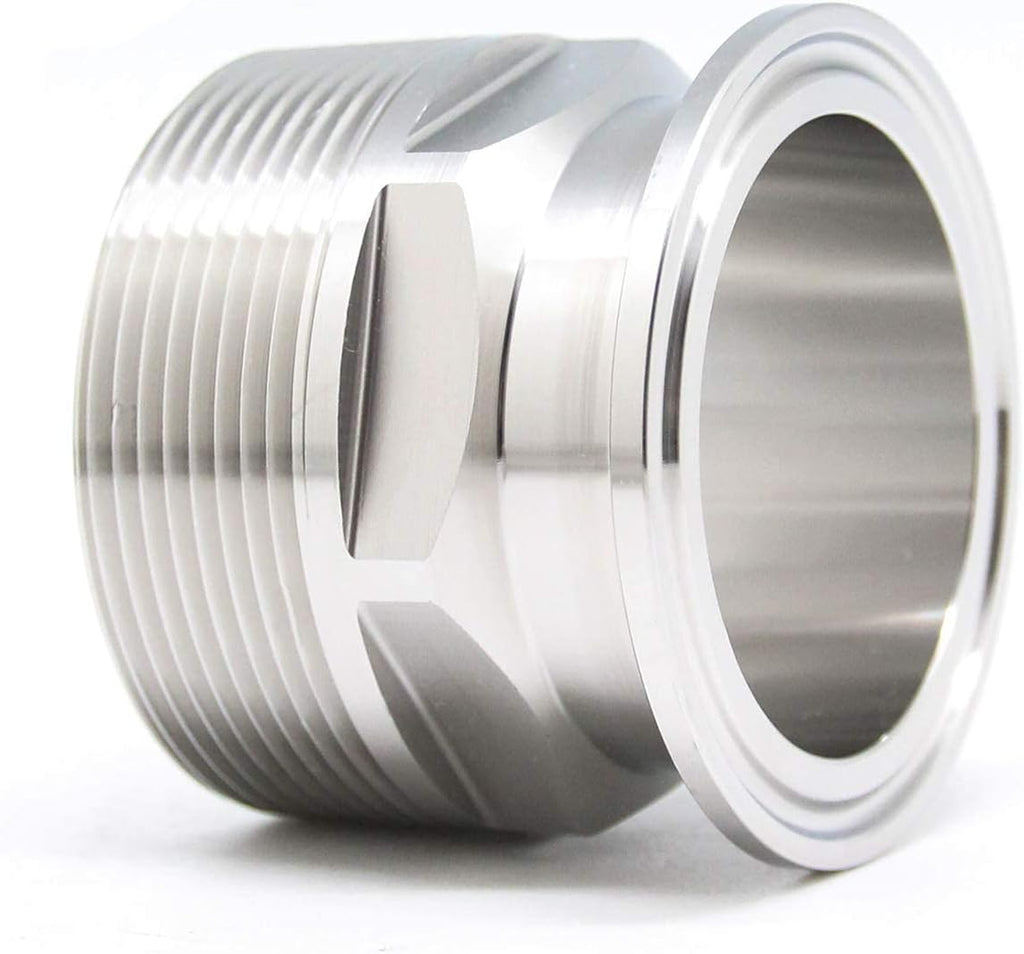 QiiMii 2" Tri Clamp Adapter to 2" MNPT Thread Ferrule Hexagonal Sanitary Pipe Fitting