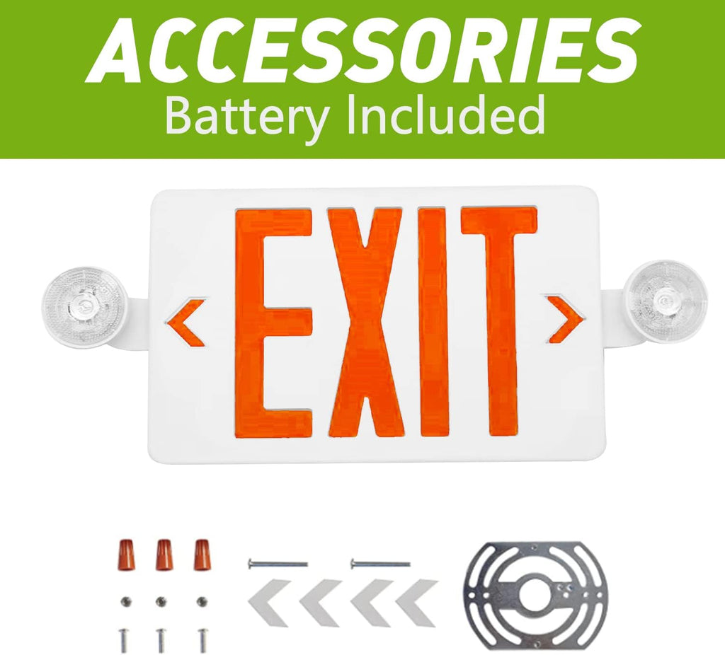 LED Exit Sign with Emergency Lights Dual Exit Lamp, 90 Min Battery Backup