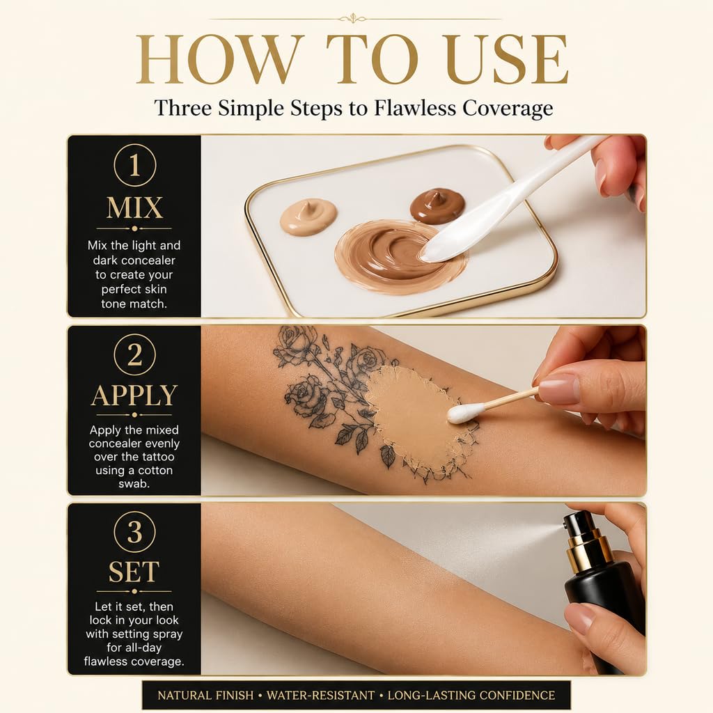 Tattoo Cover Up Makeup, Invisible & Natural Skin Concealer Set