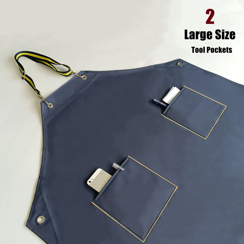 Rubber Apron Waterproof with Pockets, Heavy Duty for Dishwashing