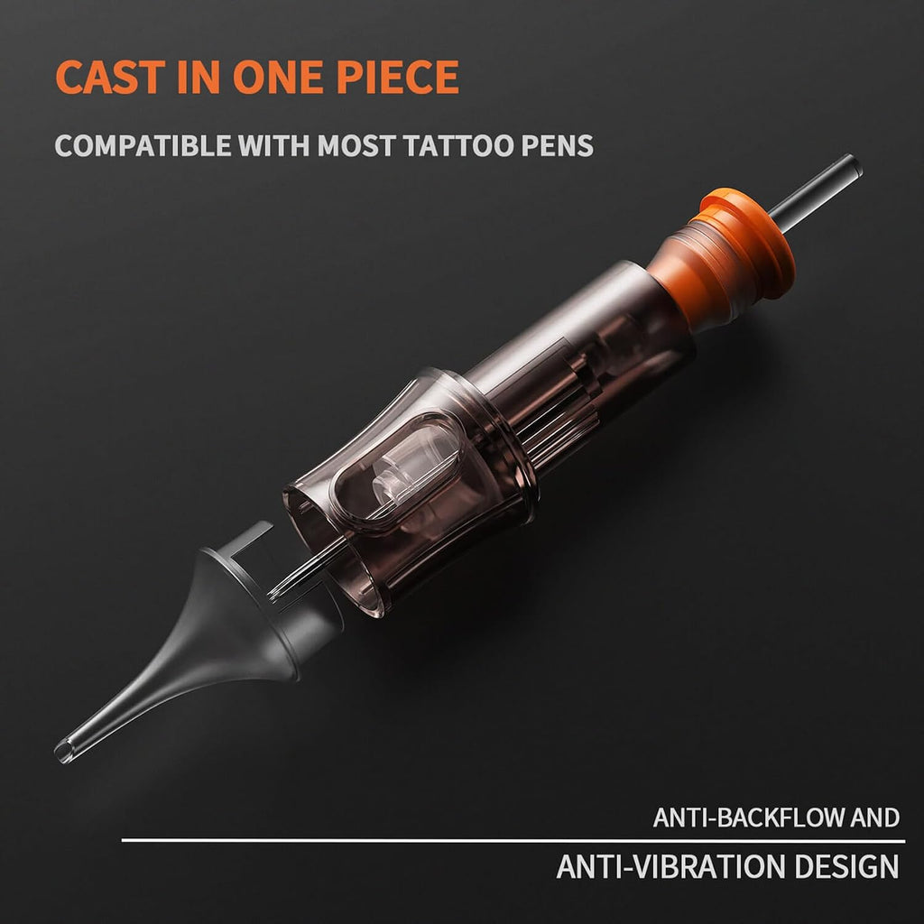 20 Pcs 1209RS Standard Disposable Tattoo Needle Cartridges - 20 Pack of Round Shader Needles with Membrane Safety