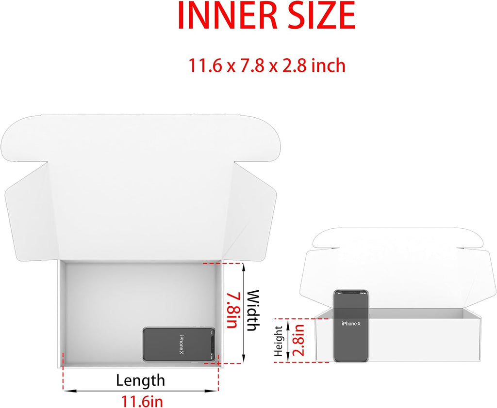 12x8x3 Shipping Boxes Black Mailer Corrugated Cardboard Box Set of 20