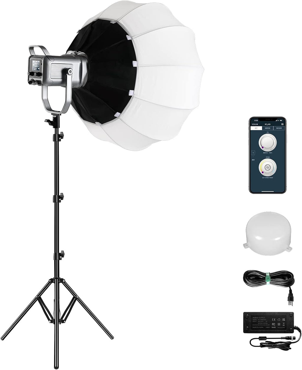 GVM 150W Video Light Kit, 2700K-7500K Continuous Lighting for Photography with Lantern Softbox&Stand, Bi-Color Studio
