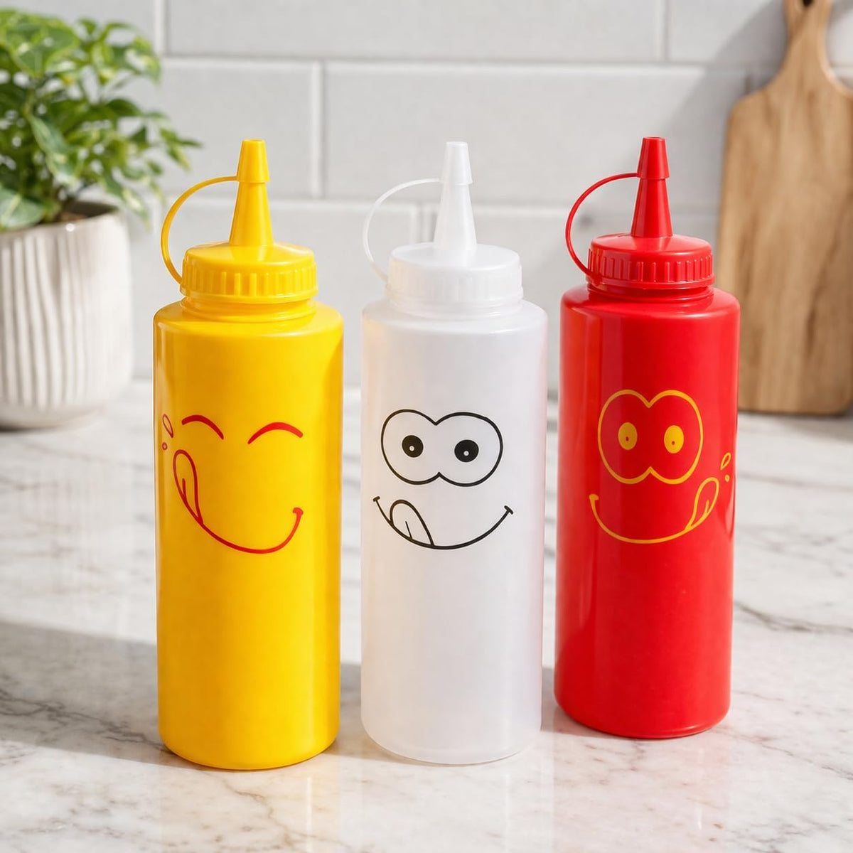 Condiment Squeeze Bottle Set, 12 Oz, 3-Pack