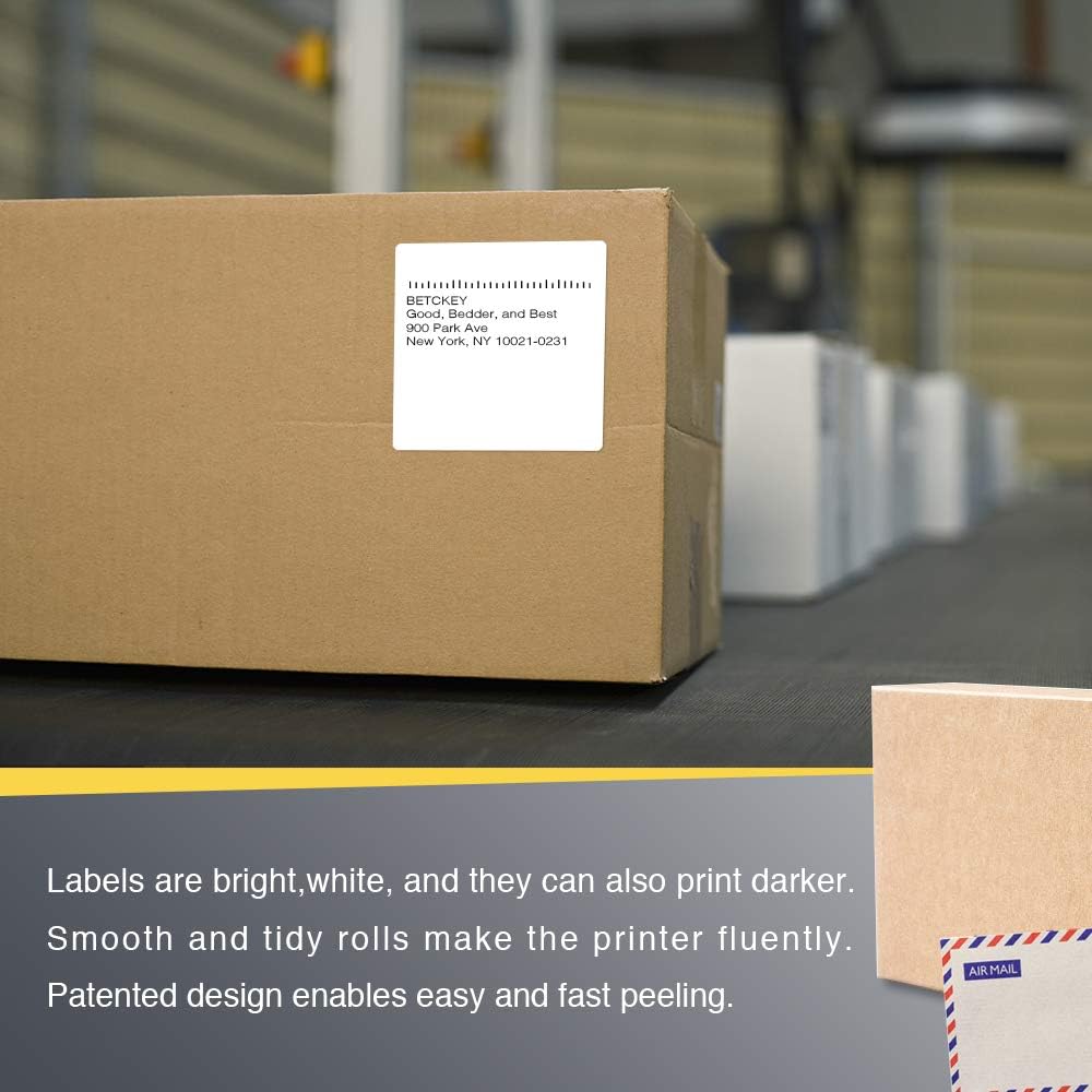 3" x 3" (76 mm x 76 mm) Square Thermal Labels, [10 Roll/5000 Label]