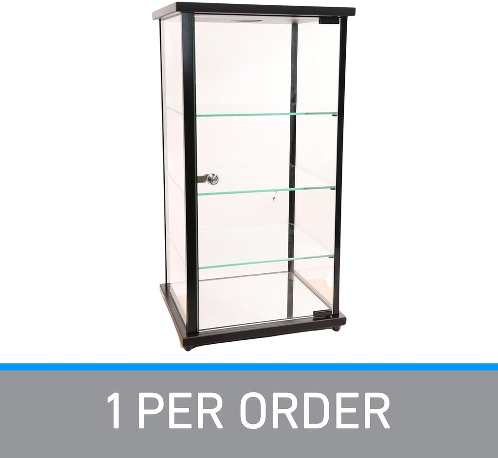 Lighted Glass Countertop Display Case - 27" H x 12" D x 14" L - with Locking Front