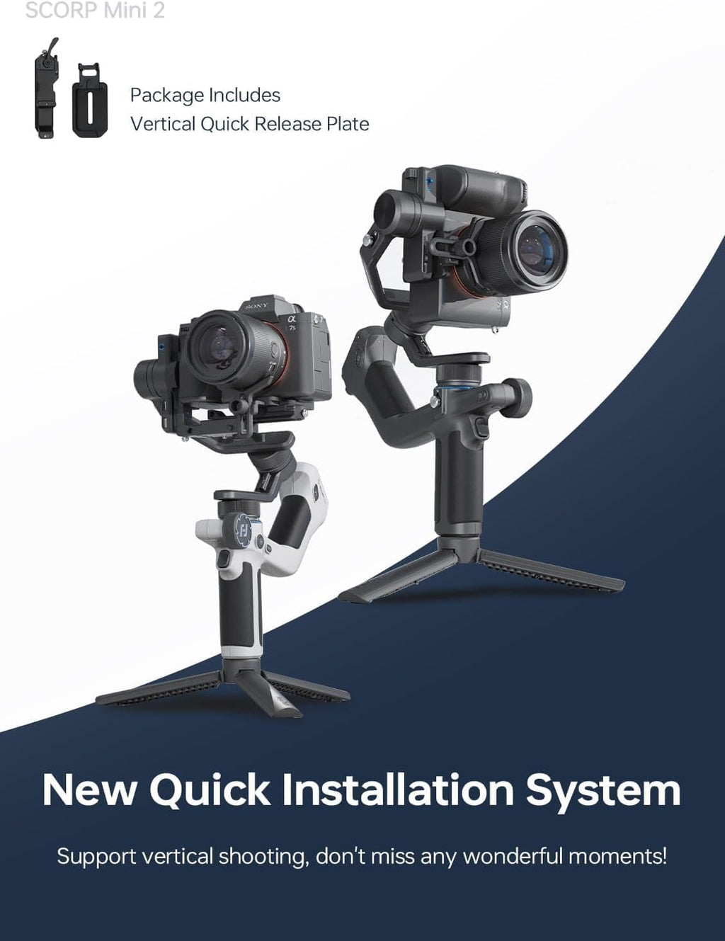 Official SCORP Mini 2 Kit Gimbal,3-Axis Camera Stabilizer with AI Tracker Fill Light,1,3IN Touch Sreen, for