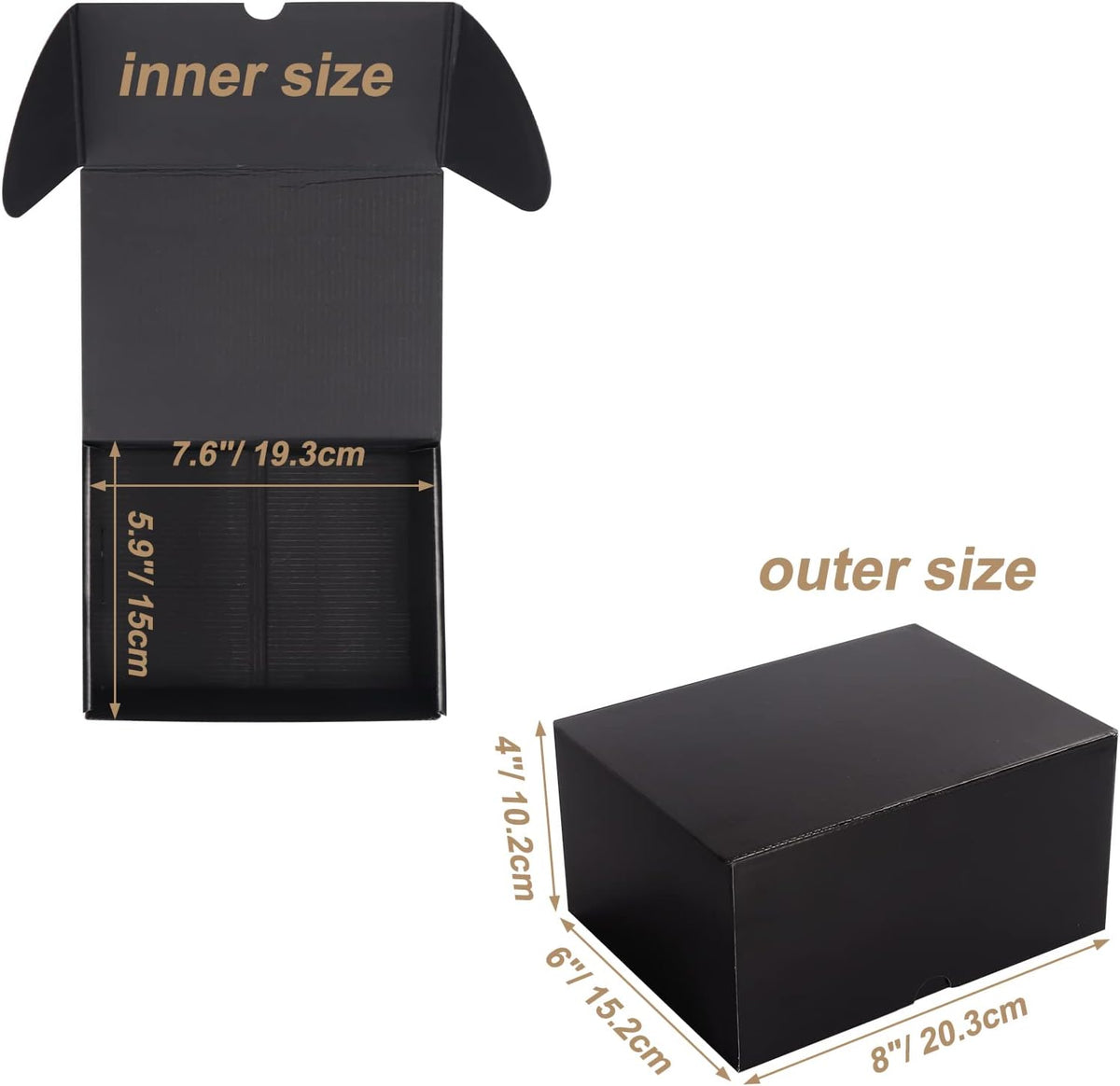 8x6x4 Black Small Shipping Boxes, 20 Packs Corrugated Cardboard Mailer Boxes for Packaging Small Business Mailing
