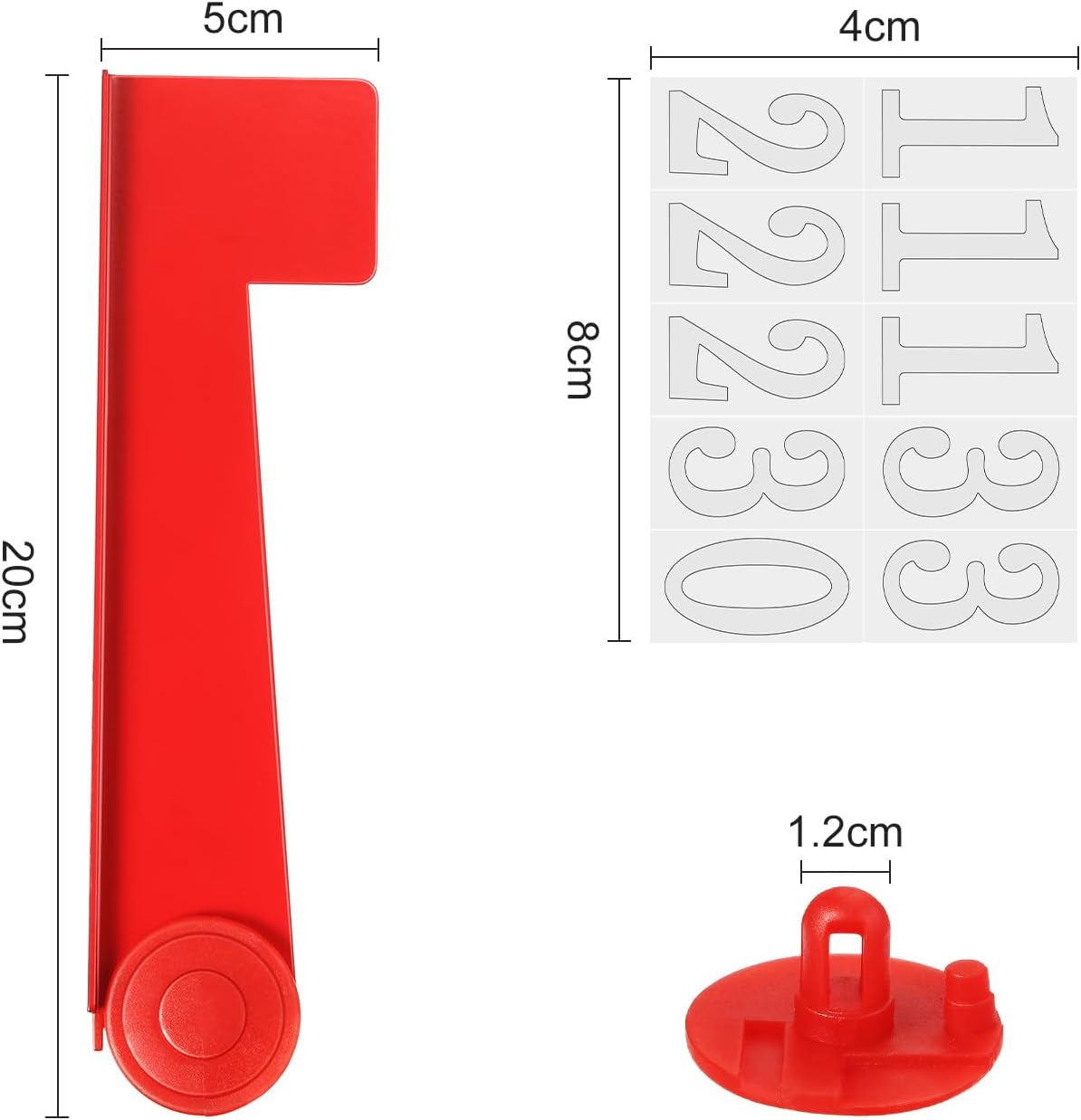 Mailbox Replacement Flag Kit - Stainless Steel Red Flag with Self Stick Mailbox Number Stickers Sheet (Black