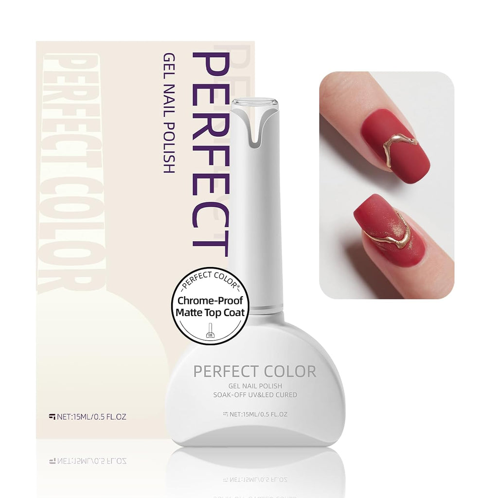 Chrome-Proof Matte Top Coat for Isolated Chrome Nail Art