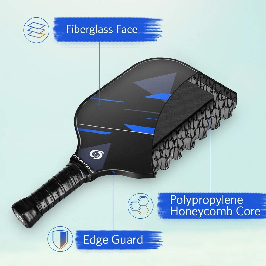 Pickleball Paddles Set of 2 or 4, USAPA Approved Fiberglass Pickleball Paddle Set with Balls and Bag, Polypropylene