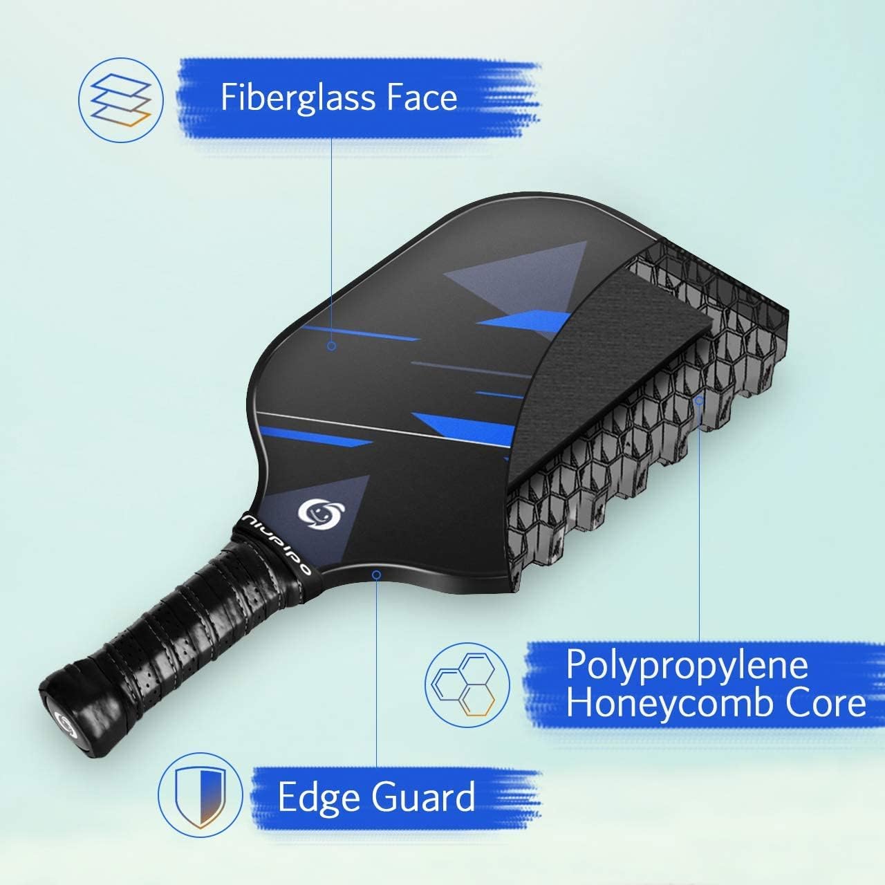 Pickleball Paddles Set of 2 or 4, USAPA Approved Fiberglass Pickleball Paddle Set with Balls and Bag, Polypropylene