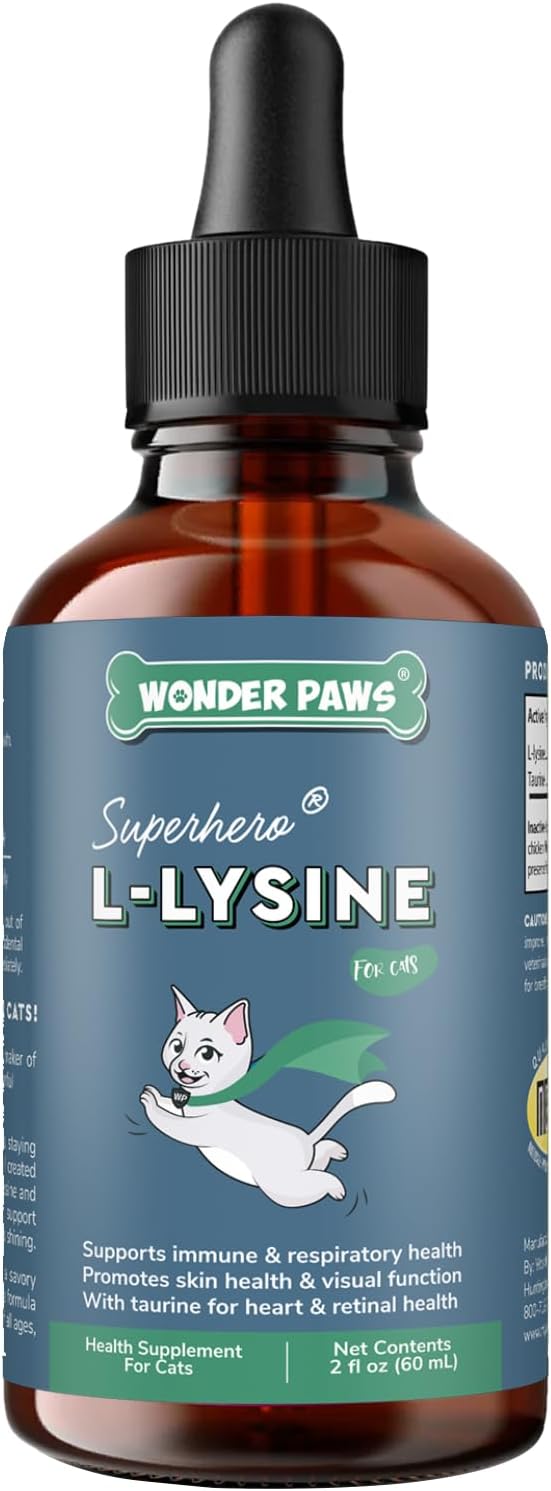 Premium L-Lysine Supplement for Cats – for Immune Support, Sneezing, Runny Nose, Watery Eyes & Nasal Health– 60ML