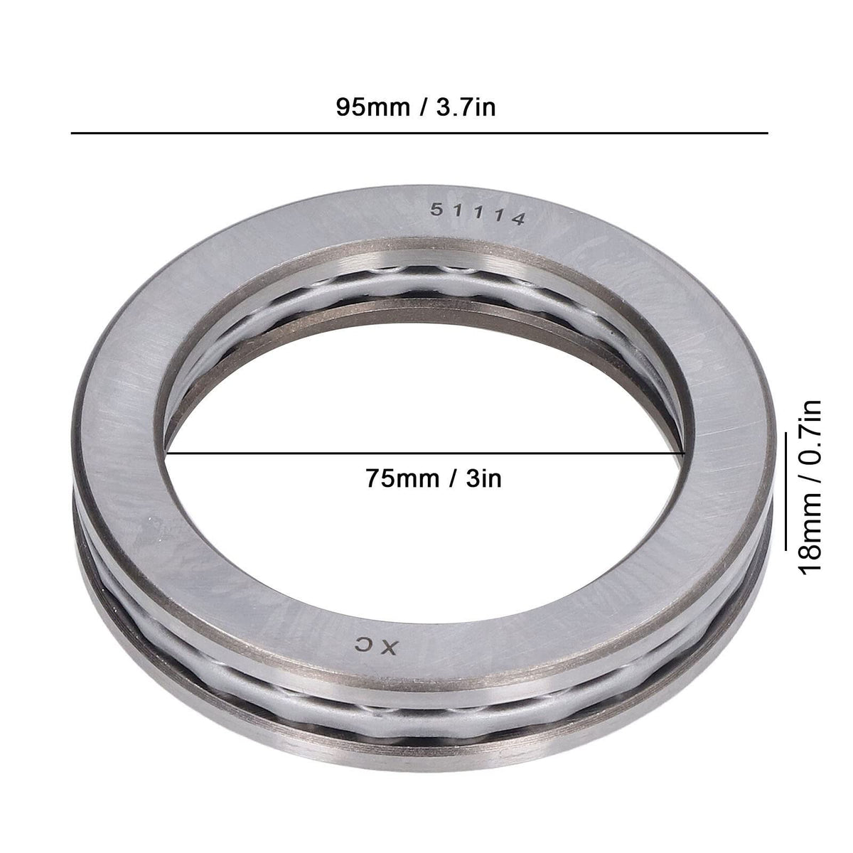 SIXRUN Thrust Ball Bearing 51114 75mm Carbon Steel High Load