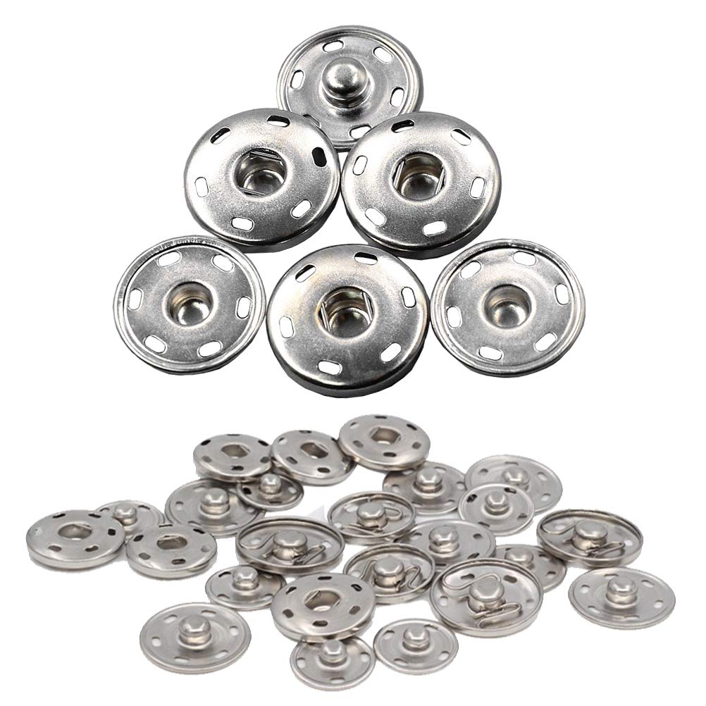 50 Sets Sew-on Snap Buttons, Silver