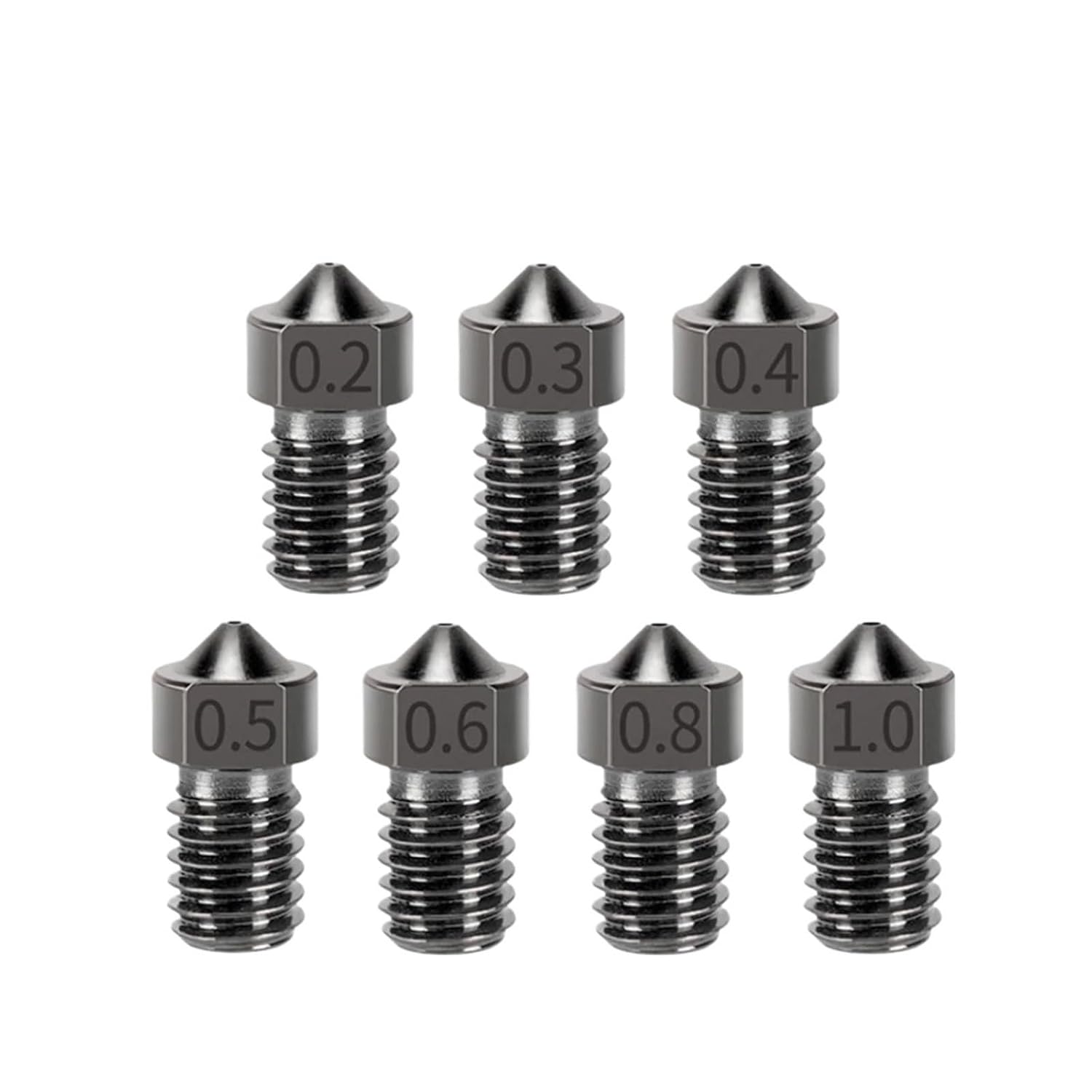 V6 Hardened Steel Nozzle, Compatible with E3D | Multi-size 3D printer hotend nozzle, 0.2-1.0mm for 1.75mm filament