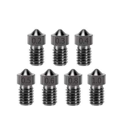 V6 Hardened Steel Nozzle, Compatible with E3D | Multi-size 3D printer hotend nozzle, 0.2-1.0mm for 1.75mm filament