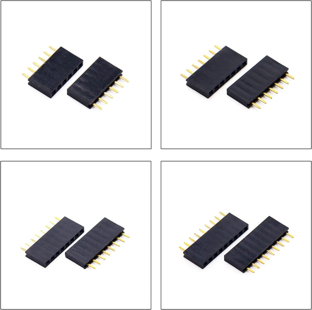 2.54mm Female Pin Headers Kit, 2-12P, 80pcs, Black, Plastic, PCB Mount, Plug-In