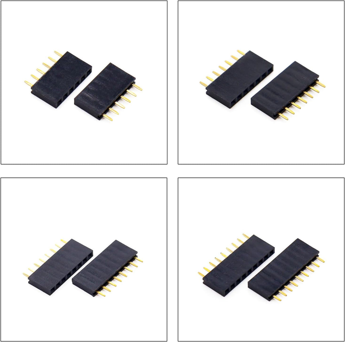 2.54mm Female Pin Headers Kit, 2-12P, 80pcs, Black, Plastic, PCB Mount, Plug-In