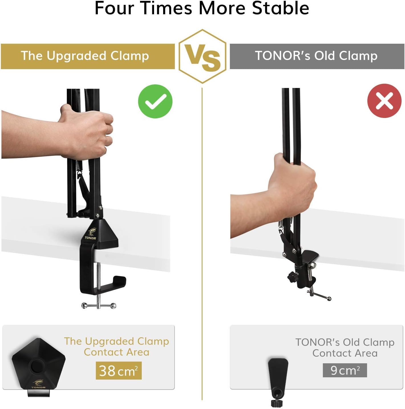 Microphone Arm Stand, Adjustable Suspension Boom Scissor Mic Stand with Pop Filter, 3/8" to 5/8" Adapter, Excellent