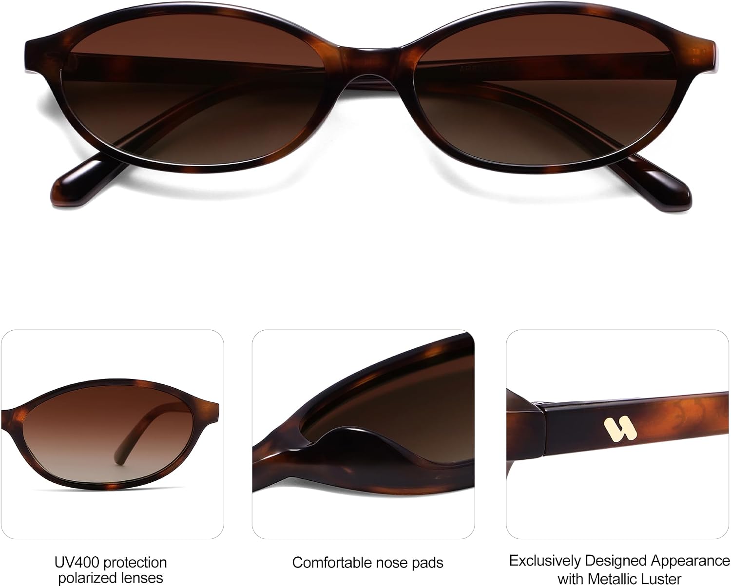 Polarized Retro Oval Sunglasses for Women Y2k 2000s Cateye AR82382 | 90s Narrow Round Skinny Frame,Lightweight Cute