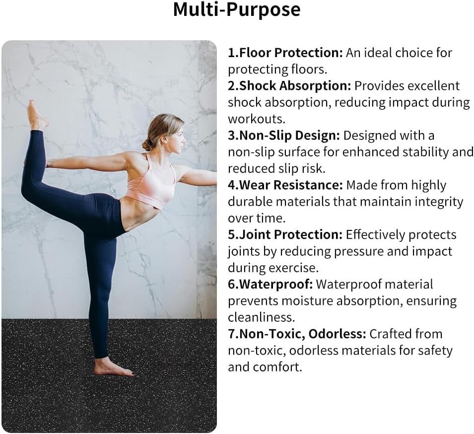 0.8in Thick 72 Sq Ft Gym Flooring for Home Gym, 18 Tiles Workout Exercise Equipment Mats, Rubber Top with EVA Foam