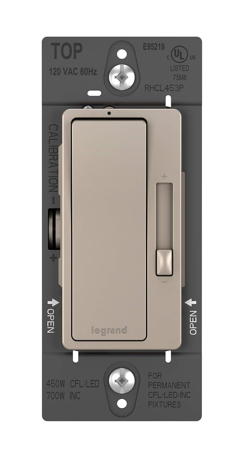Legrand Radiant 450W LED Dimmer Light Switch 3-Way Rocker Nickel 1-Pack