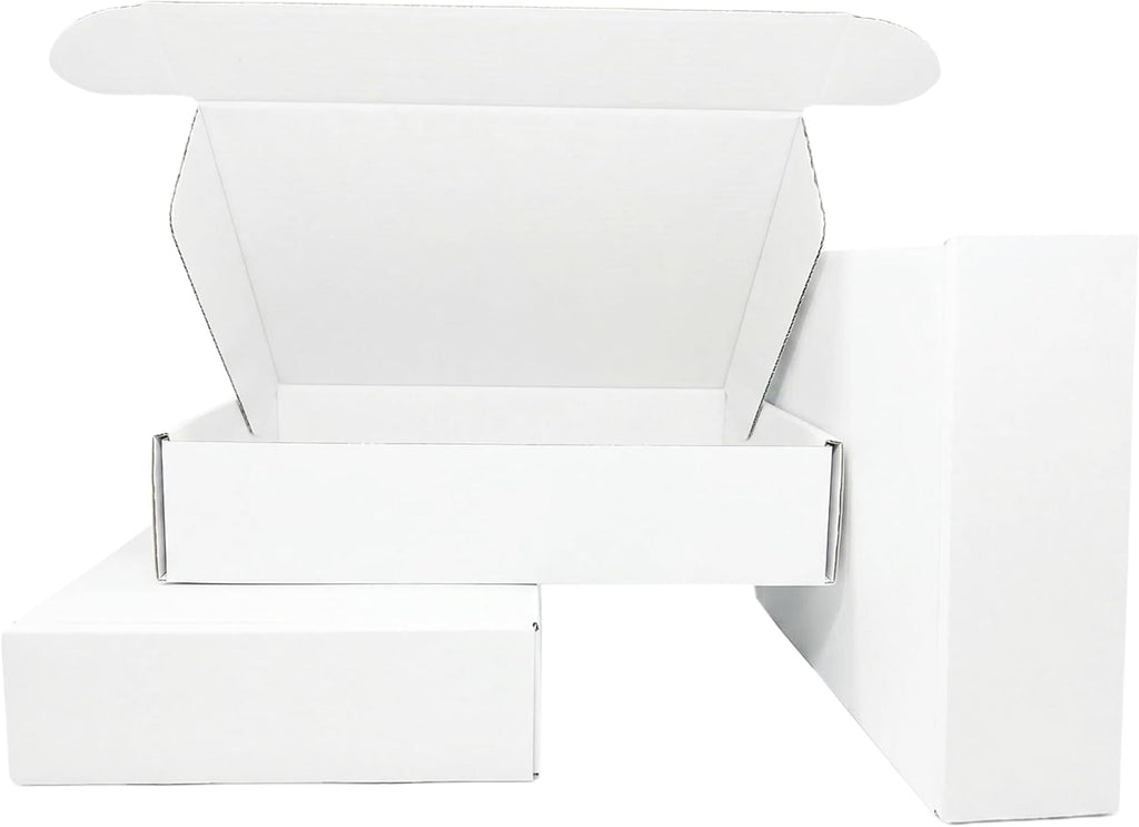 9x6x2 Inches White Corrugated Cardboard Shipping Boxes Set of 2
