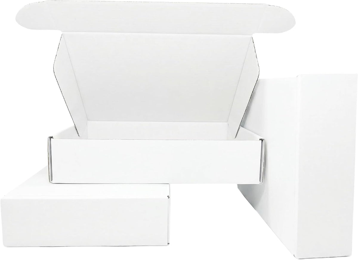 9x6x2 Inches White Corrugated Cardboard Shipping Boxes Set of 2