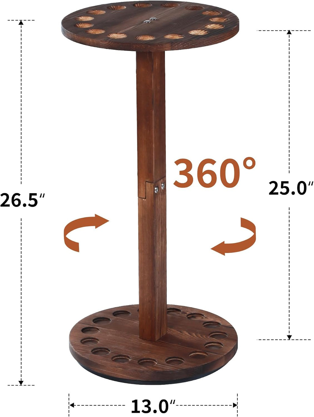 360° Rotating Natural Wood Pool Stick Holder, Floor Stand Pool Cue Rack Holds 15 Sticks, Storage Organizer for