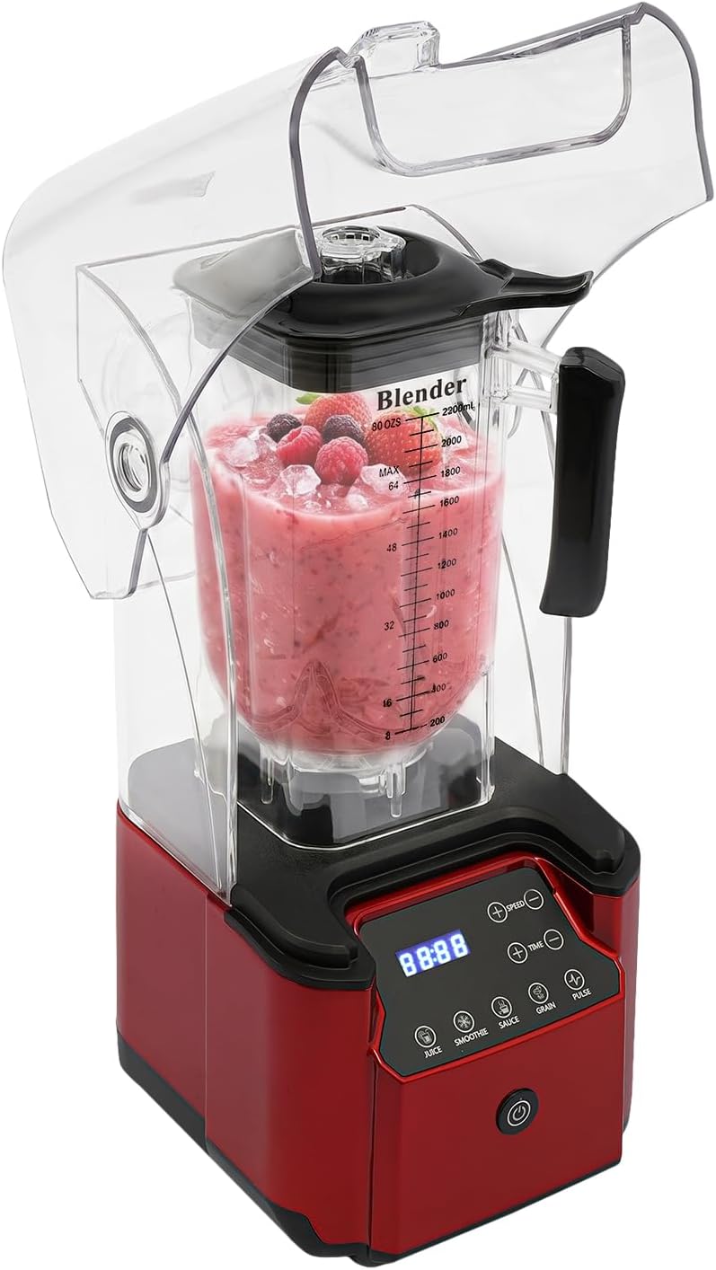 2200W Commercial Blender with Soundproof Cover,9 Speeds and 5 Modes
