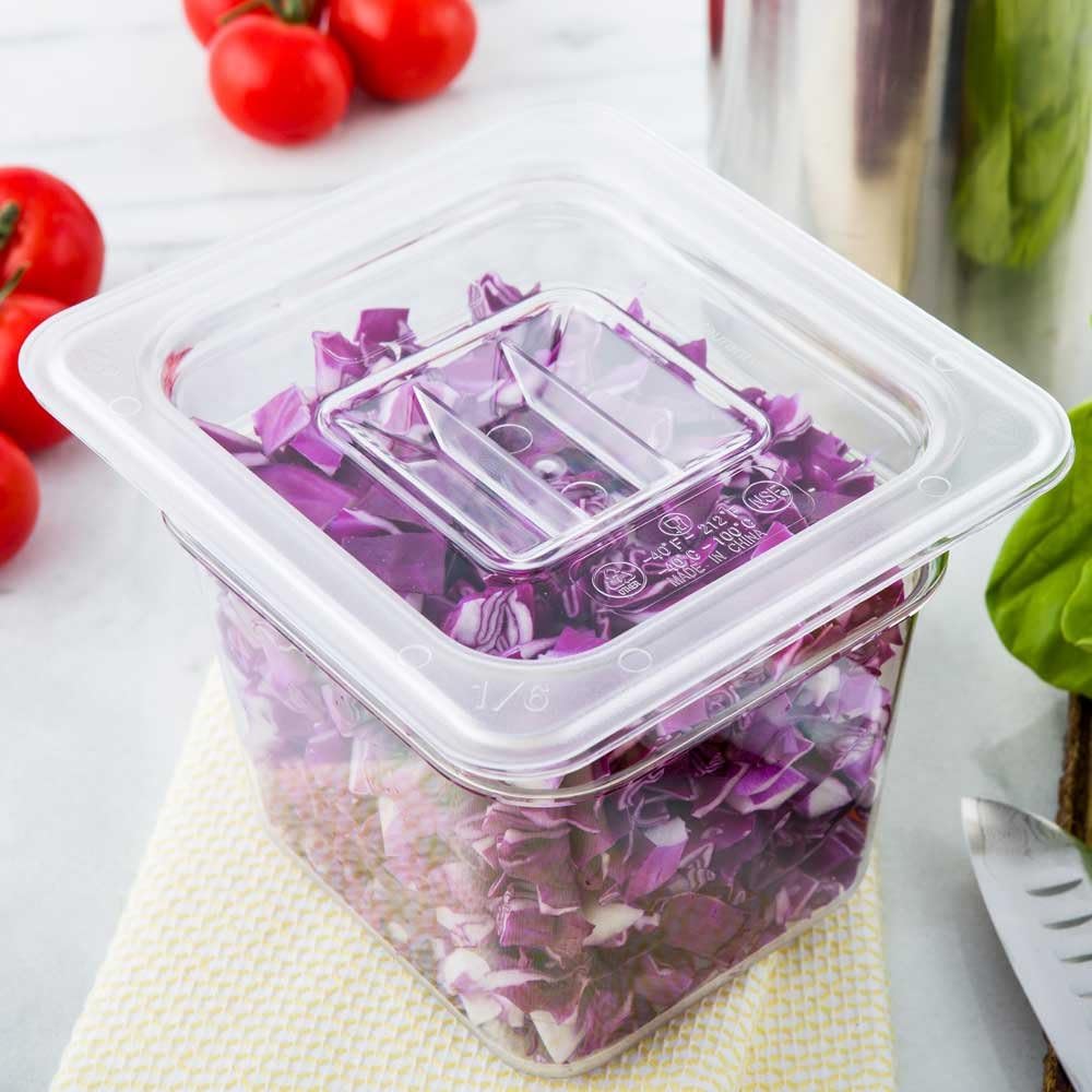 Clear Plastic Lids, Fits 1/6 Size Food Pan, Freezable, 10 Ct