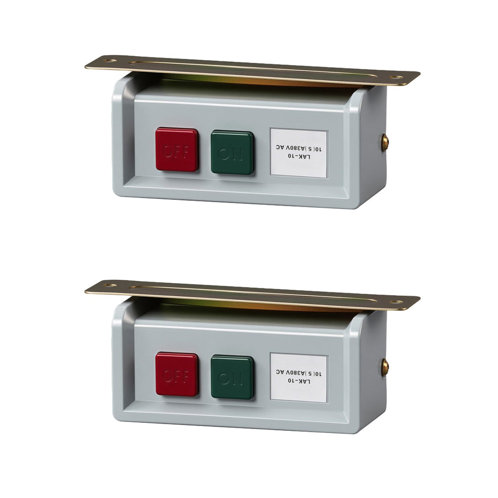 2PCS 220-380V Start/Stop Pushbutton Switch, Universal Push-Button On/Off Switch, for Motor Sewing Machine (Silver Contact)