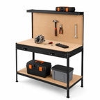 Steel Garage Workbench, Pegboard, 2 Drawers, Shelves, Workshop