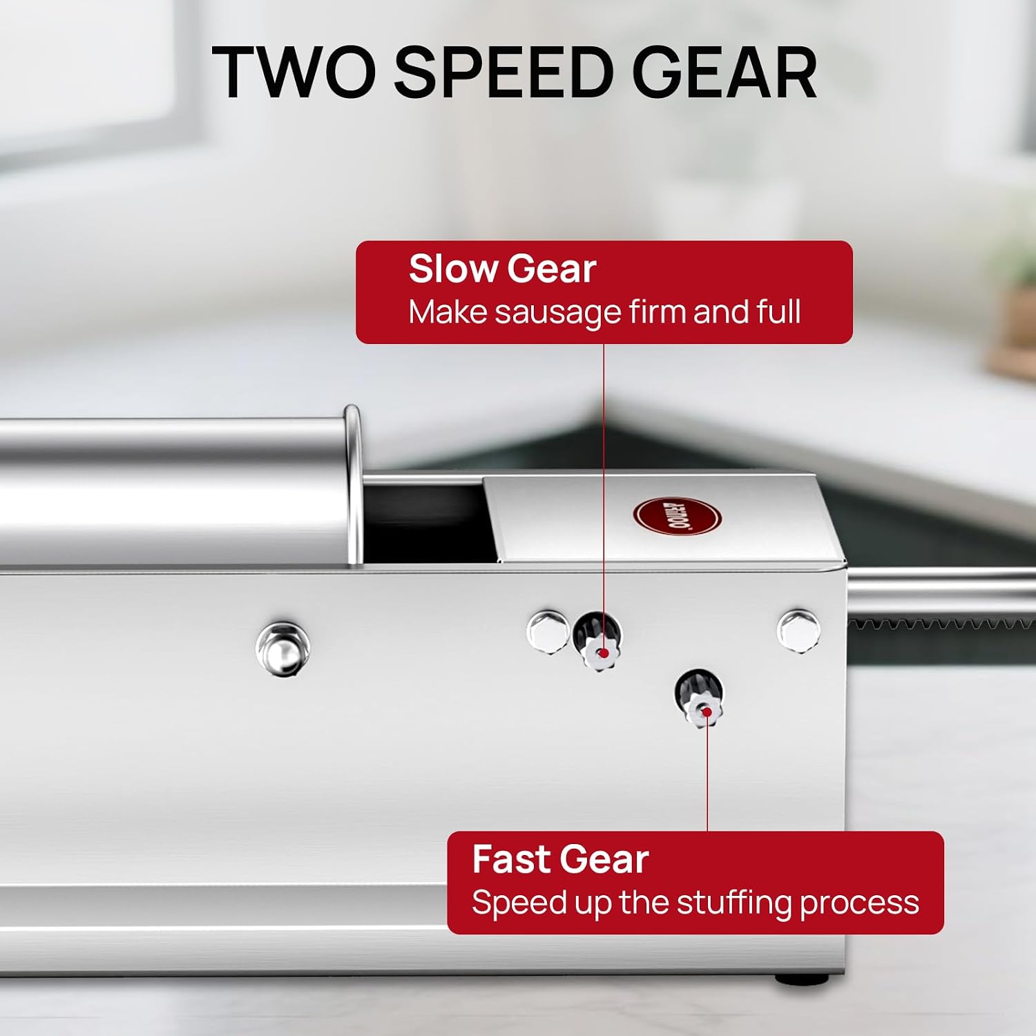 Horizontal Sausage Stuffer 3L / 7LBS,Manual Sausage Stuffer Machine,Stainless Steel Dual-Speed Sausage Maker with 4