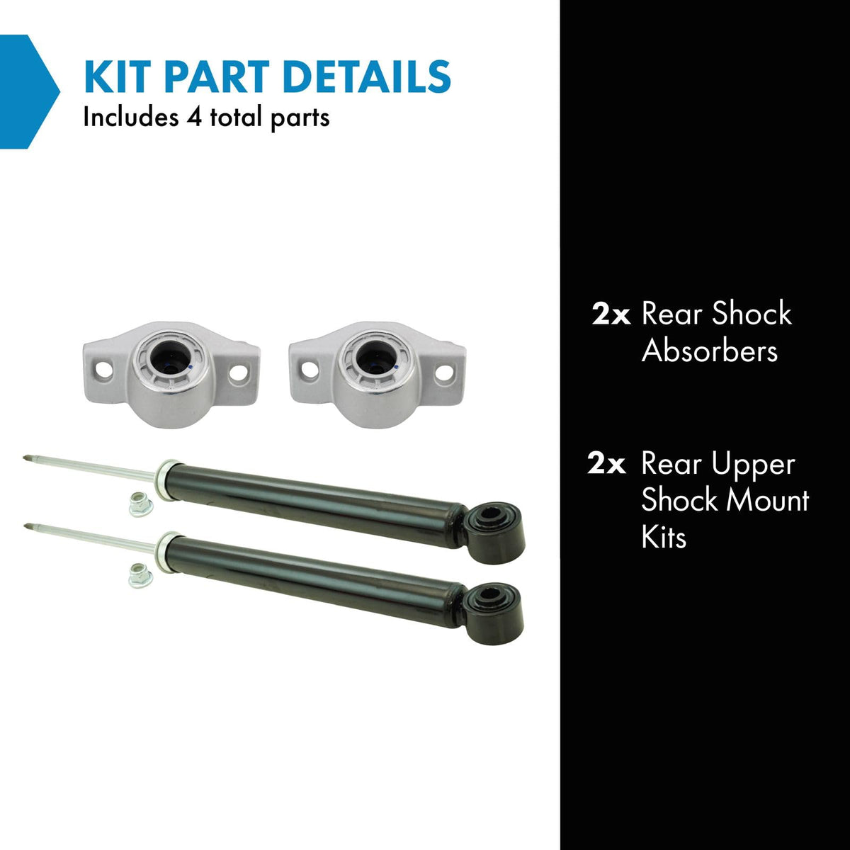 TRQ Rear Suspension Kit Shock Absorber Shock Mount Kit