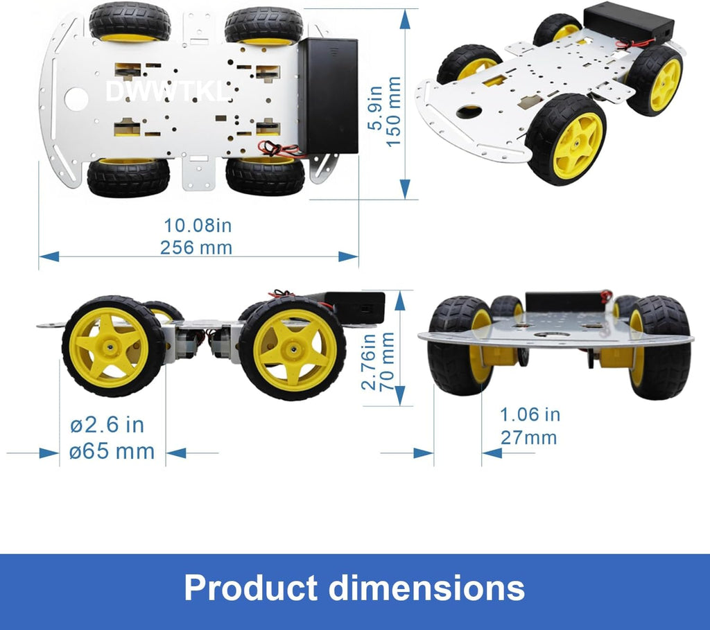 DIY Robot Smart Car Metal Chassis Kit 4WD Car Arduino Programming Kit with TT Motor Speed Encoder Learn