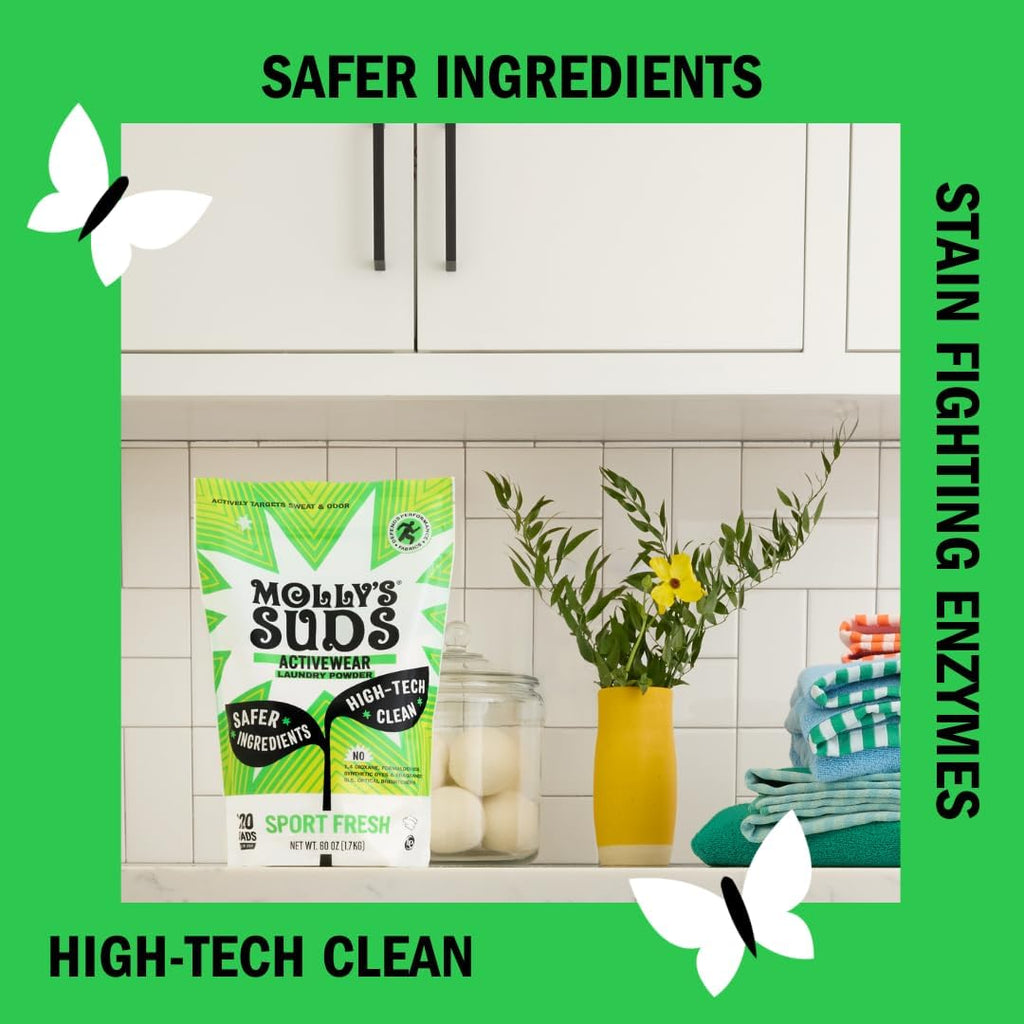 Active Wear Laundry Detergent | Extra Strength Sport Laundry Powder, Stain Fighting for Performance Fabrics and