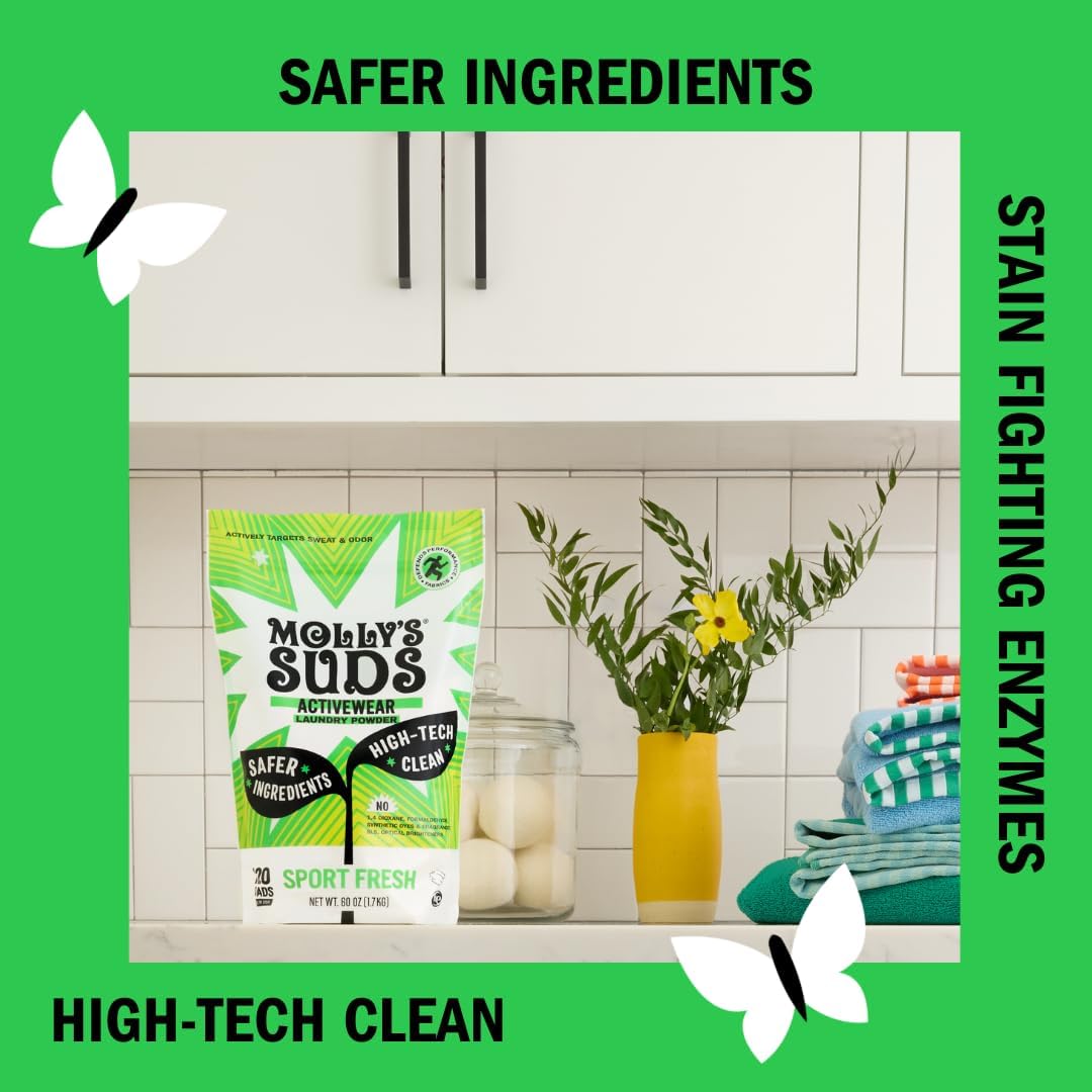 Active Wear Laundry Detergent | Extra Strength Sport Laundry Powder, Stain Fighting for Performance Fabrics and