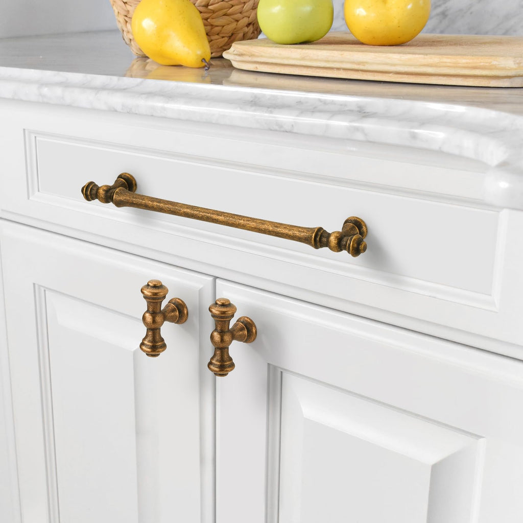 10 Pack Antique Brass Cabinet Pulls 7.5"