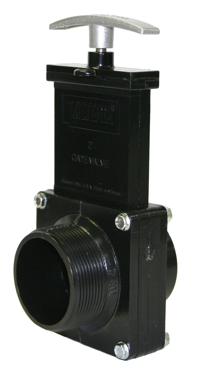 Valterra 7206M ABS Gate Valve, White, 2" MPT x Spig, with Metal Handle