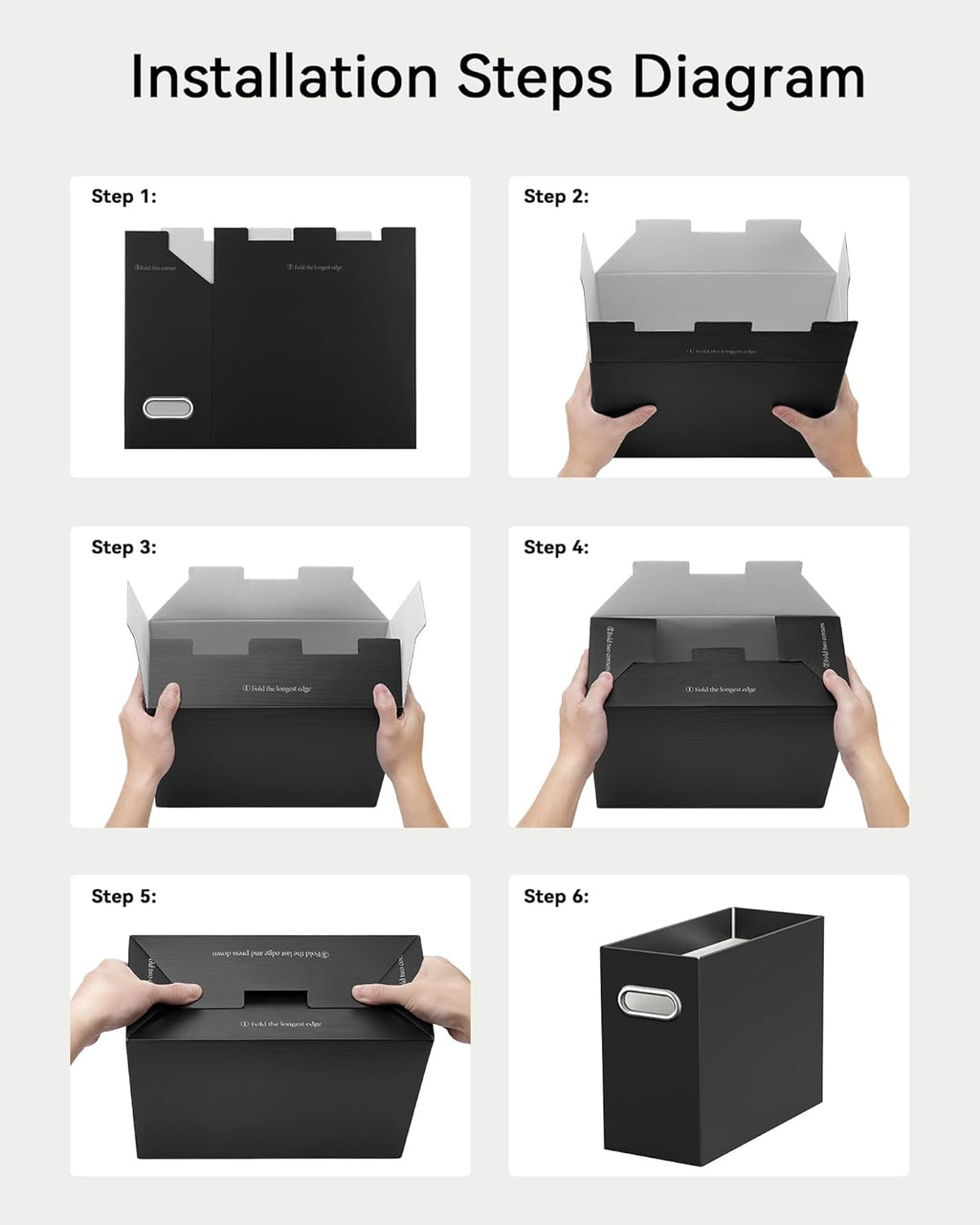 File Organizer Box, Portable Collapsible Cardboard File Folder Organizer with Handle for Letter Size Hanging Files