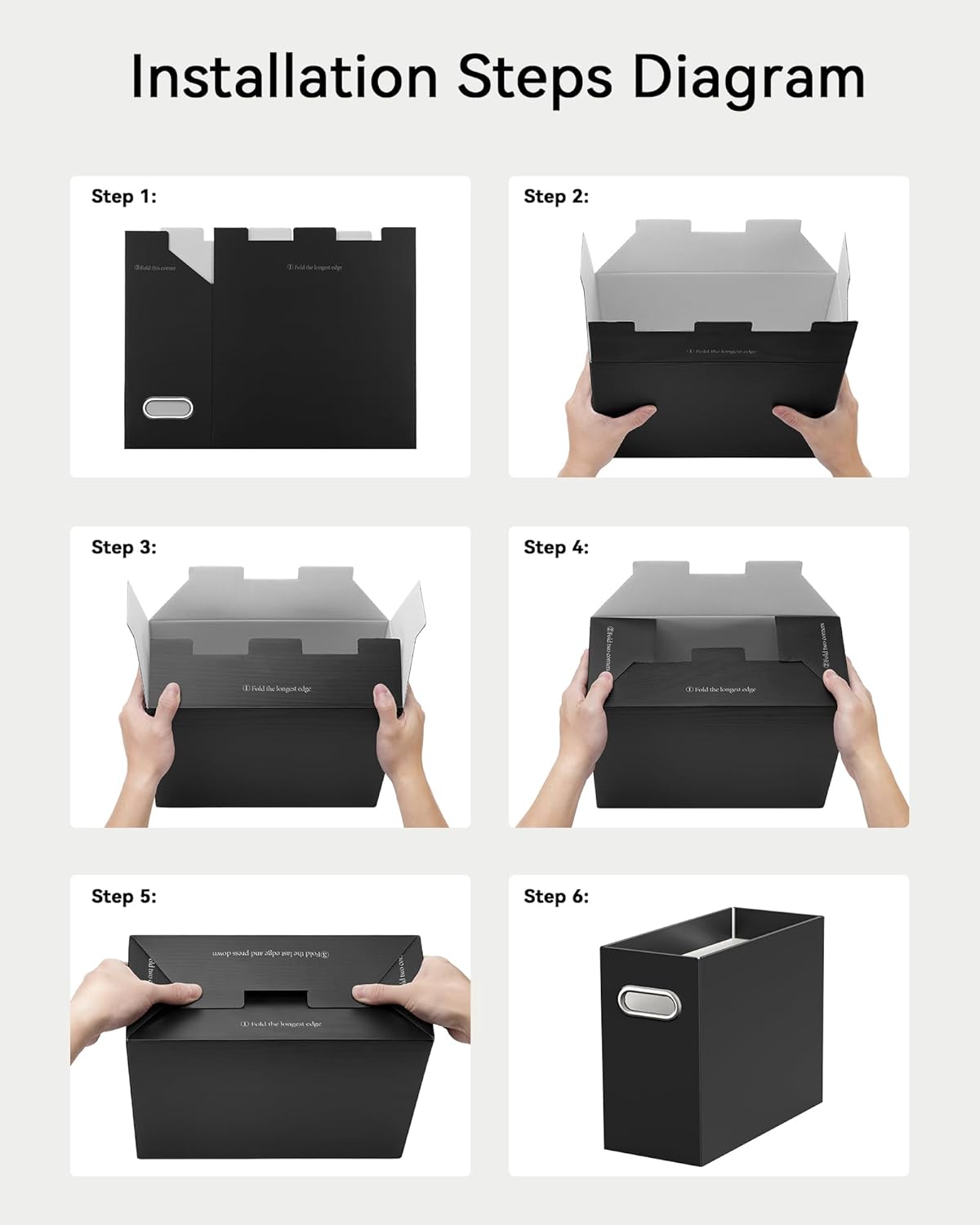 File Organizer Box, Portable Collapsible Cardboard File Folder Organizer with Handle for Letter Size Hanging Files