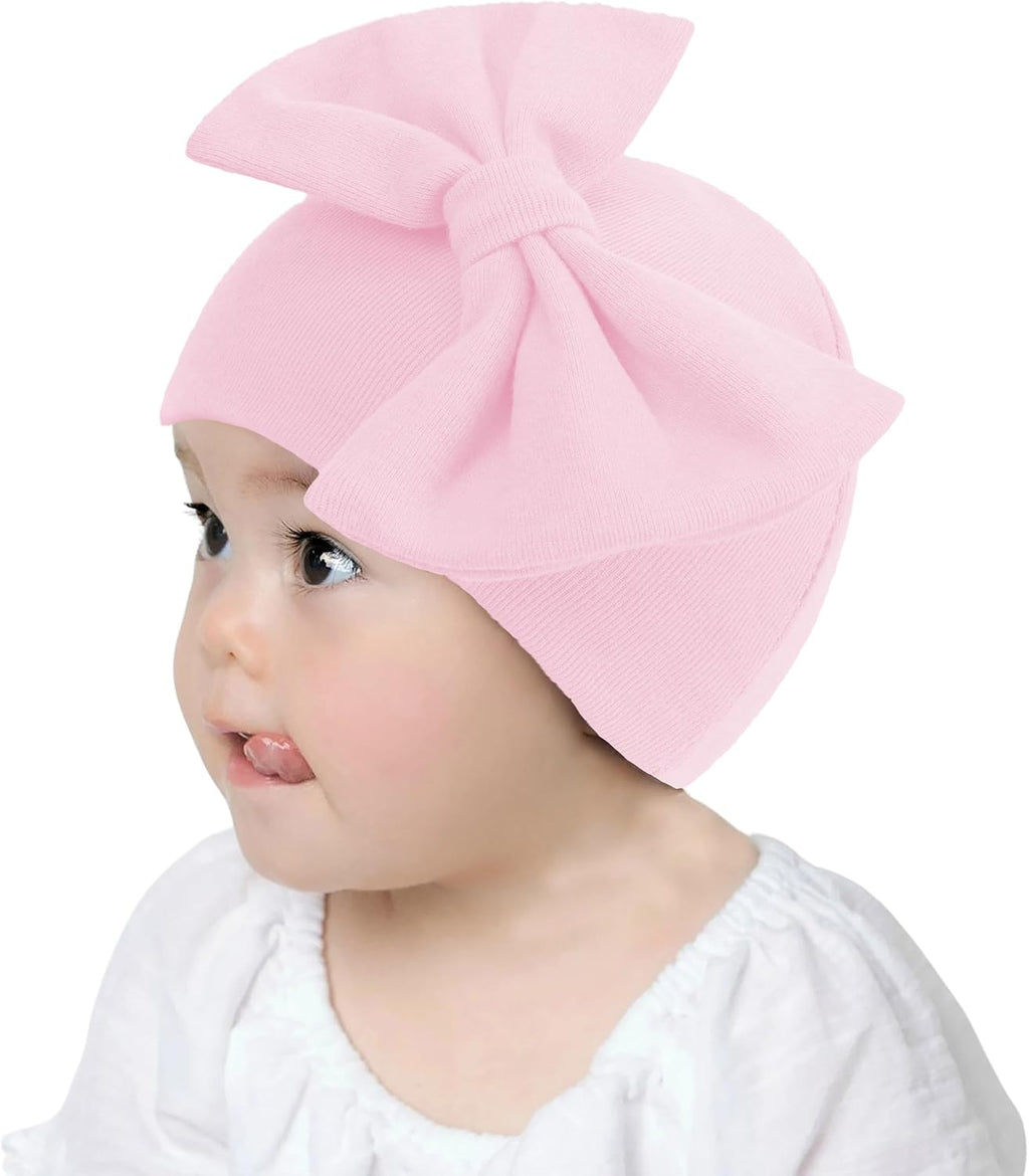 Newborn Beanies Cap No Scratch Mittens Set 0-6 Months Infant Bow Caps Baby Girls Boys Cute Nursery Headbands Hats