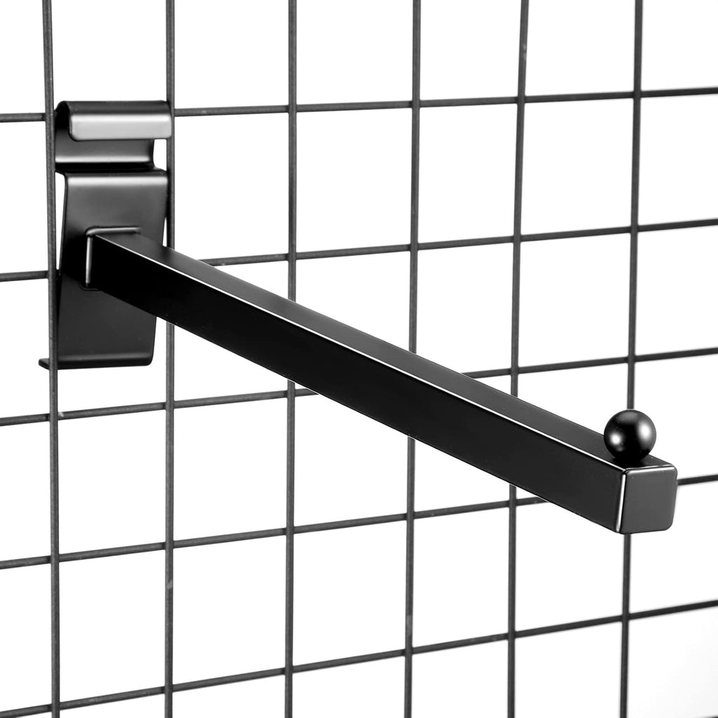 Black Gridwall Hooks 12 Inch Heavy Duty Grid Wall Hangers, 5 Pcs | Display Peg Hooks, Slat Wall Accessories for