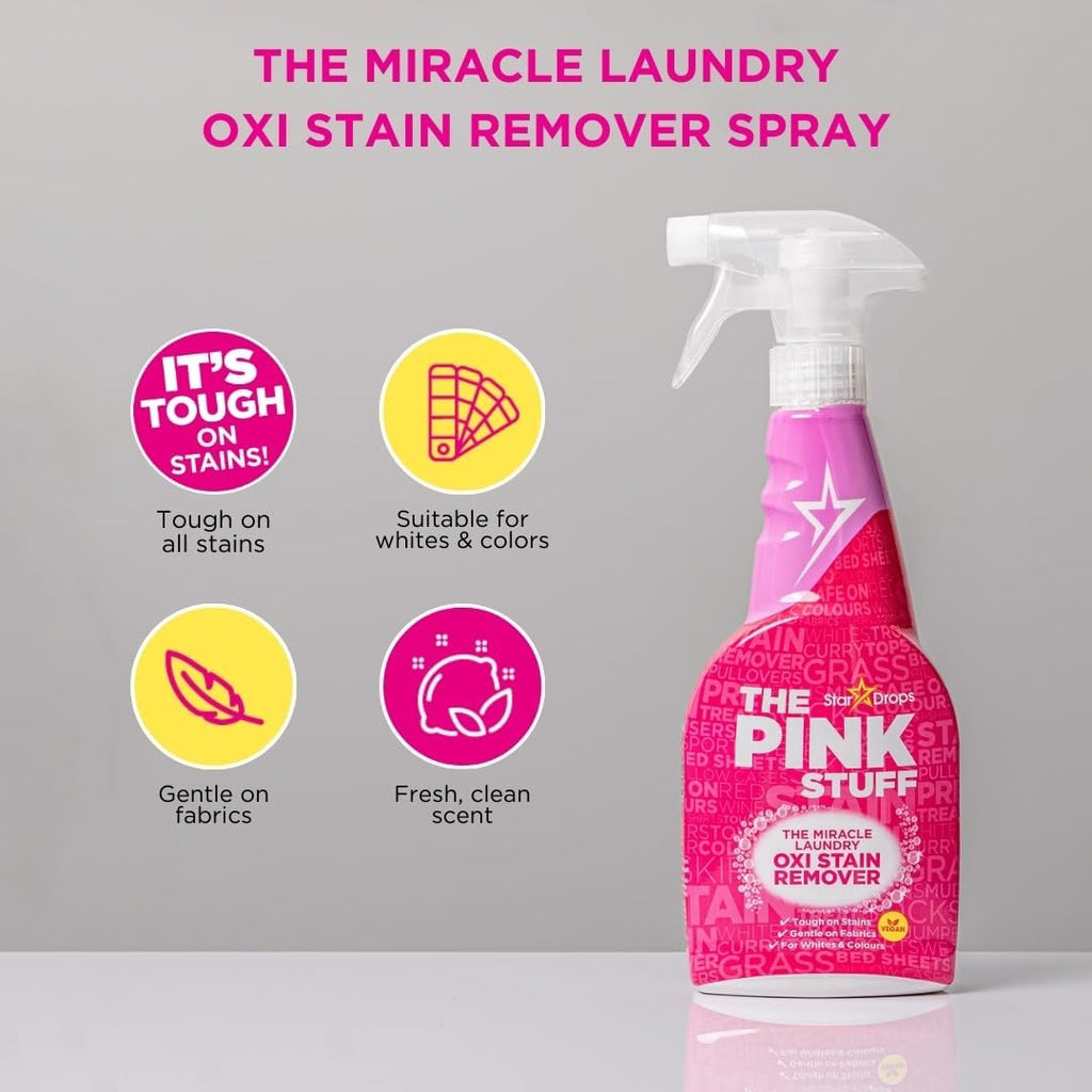 The Pink Stuff Laundry Oxi Stain Remover Spray, 16.9 Fl Oz 2 Pack